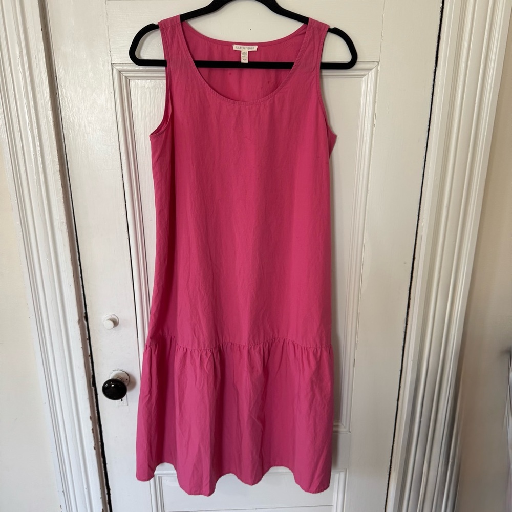 Eileen Fisher Washed Organic Cotton Poplin Tiered Dress